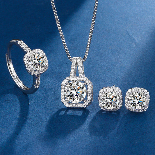 Exklusives Schmuckset aus Weißgold Aria Square Radiant