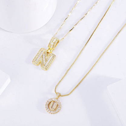 Elegantes Goldbuchstaben-Initial-Halsketten-Set