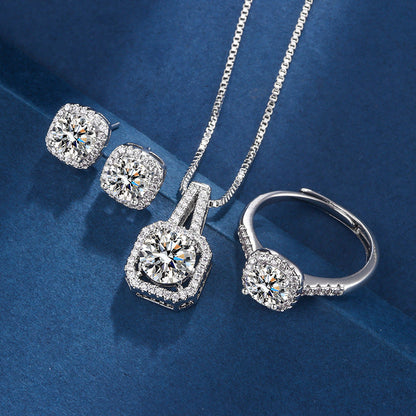 Exklusives Schmuckset aus Weißgold Aria Square Radiant