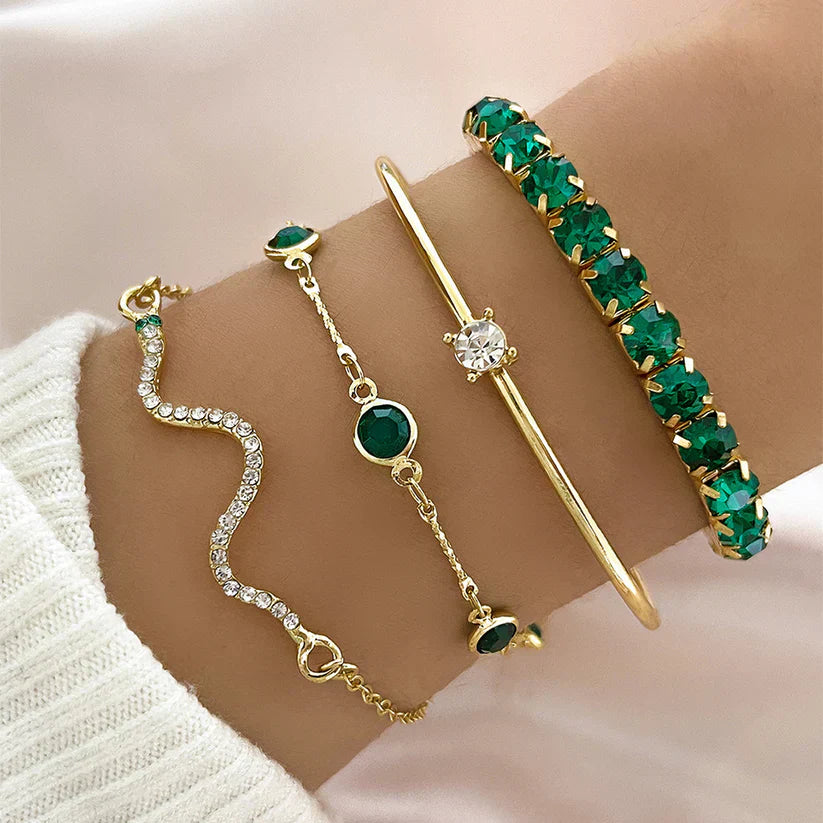 Grünes Edelstein-Armband-Set