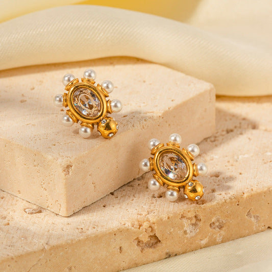 Elegante Goldperlenohrringe