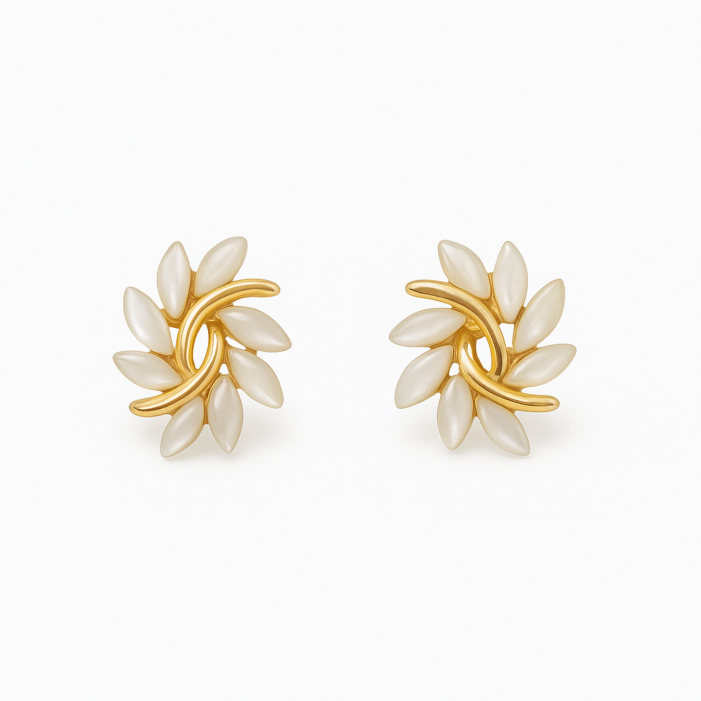 Goldene Weiße Opal Ohrringe