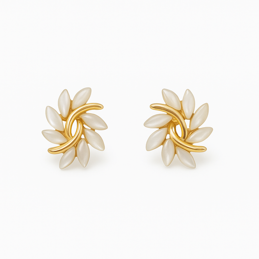 Goldene Weiße Opal Ohrringe