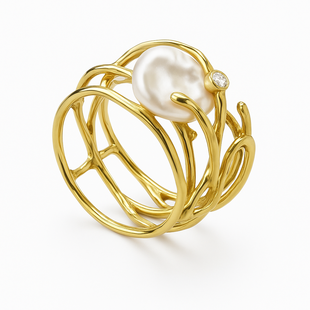 Retro Perlen Goldring