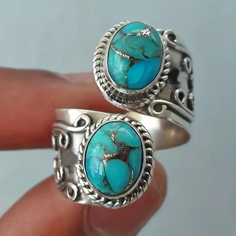 Eleganter Vintage-Türkis-Kreuzbandring