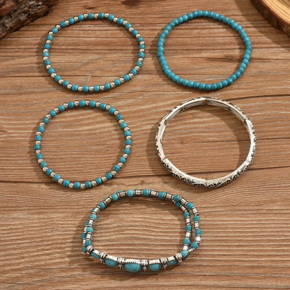 Bohemian Türkis Perlenarmband Set