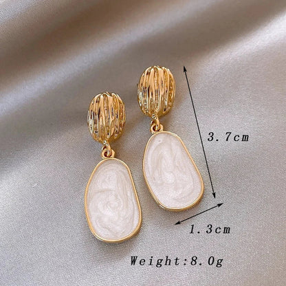 Vintage Email Oval Drop Earrings