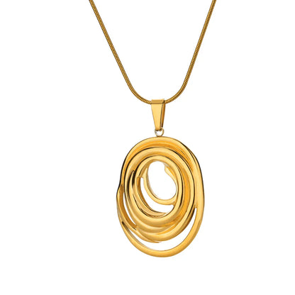 Hohles geometrisches ovales Halsband in Gold und Silber