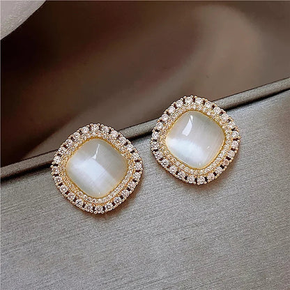 Chic quadratische Opal- und CZ-Kristall-Ohrringe