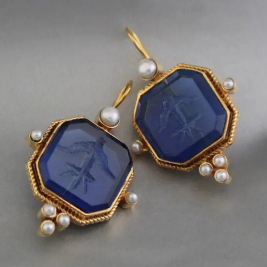 Elegante Vintage Geometrische Perlen Anhänger Tropfen Ohrringe
