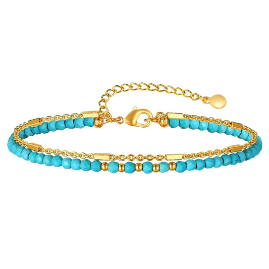 Zeitloses Gold Doppelketten Türkisarmband