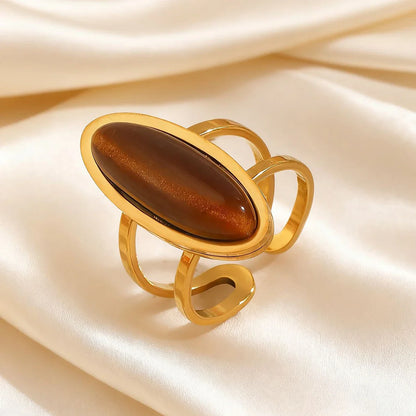 Goldene ovale Cabochon-Doppelring