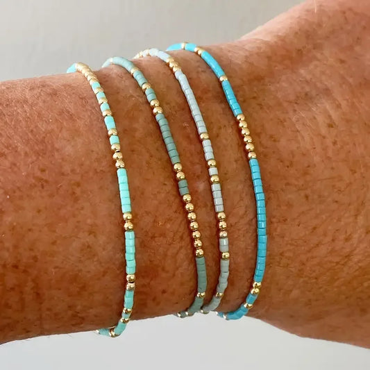 Chic Bohemian Türkis Perlen Armband Set
