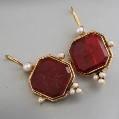 Elegante Vintage Geometrische Perlen Anhänger Tropfen Ohrringe