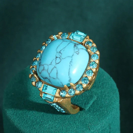 Vintage Art Deco Türkis Goldring
