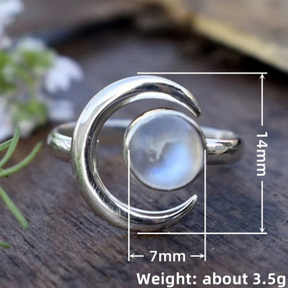 Halbmond Silber Mondstein Ring