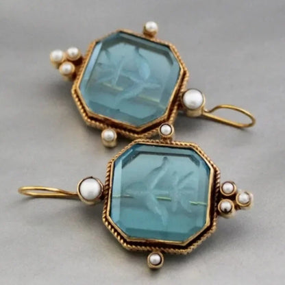 Elegante Vintage Geometrische Perlen Anhänger Tropfen Ohrringe