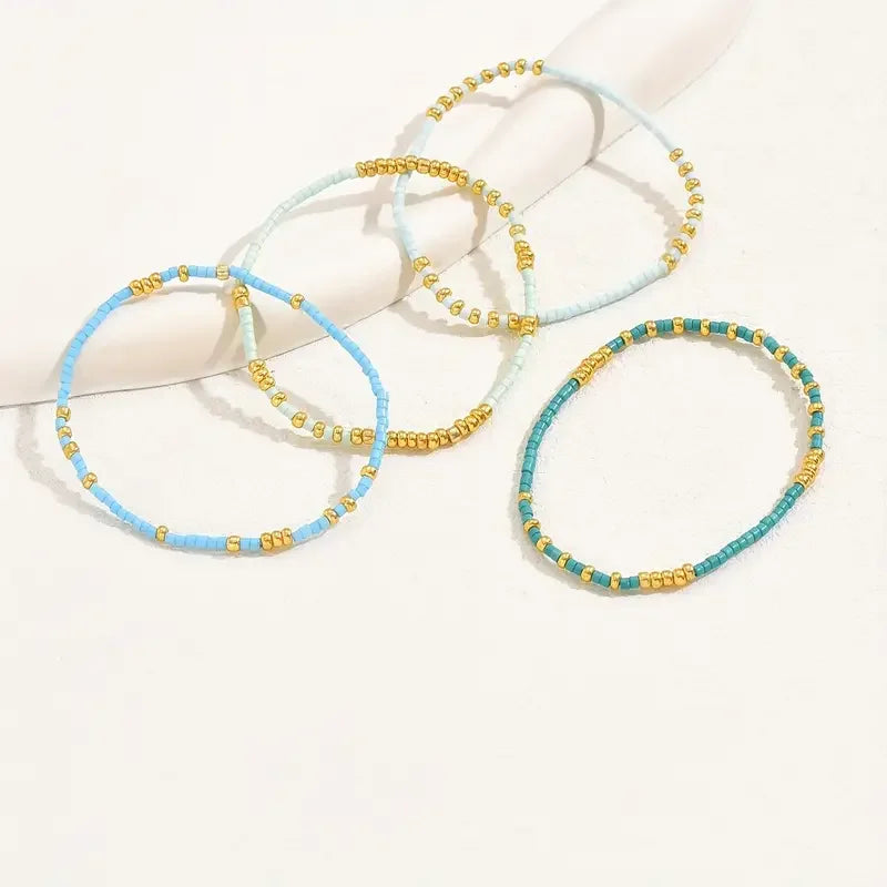 Chic Bohemian Türkis Perlen Armband Set
