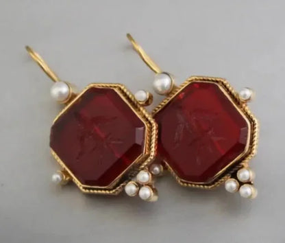 Elegante Vintage Geometrische Perlen Anhänger Tropfen Ohrringe
