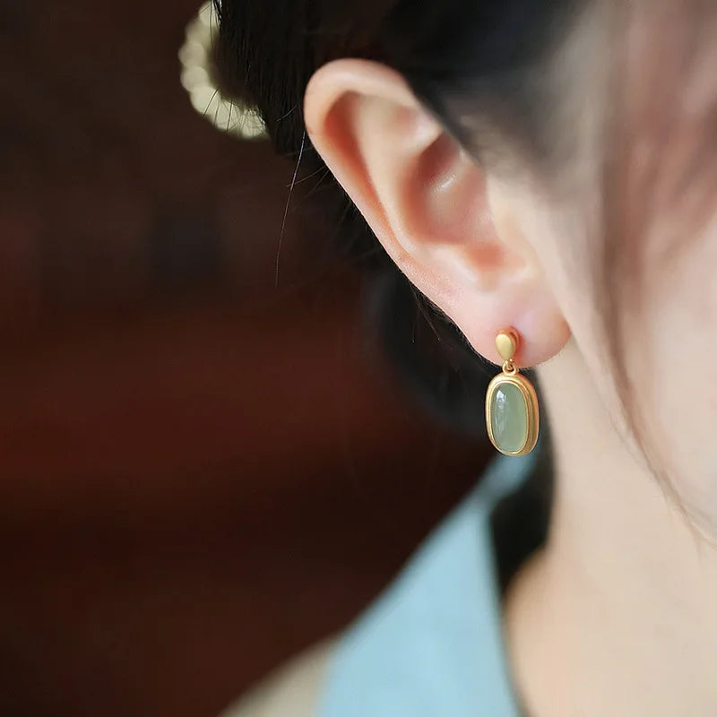 Retro Hetian Jade Ohrringe