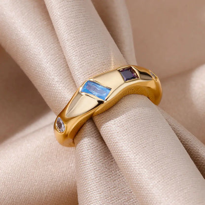 Kosmische Edelstein Chunky Band Ringe