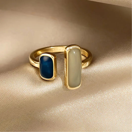 Doppelter Edelstein verstellbarer Offener Ring