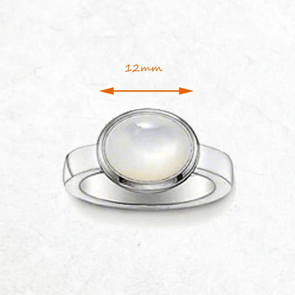 Verstellbarer Silberweißer Cabochon Statement-Ring