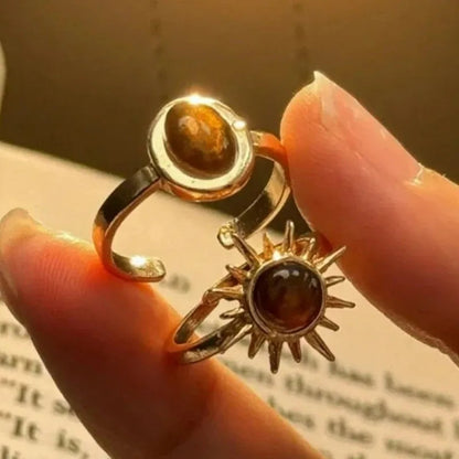Goldenes Solar-Trio-Ring-Set