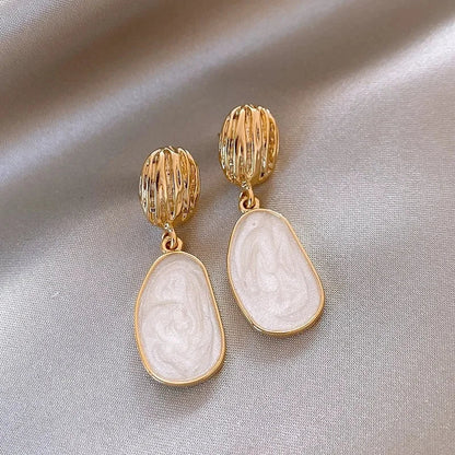 Vintage Email Oval Drop Earrings
