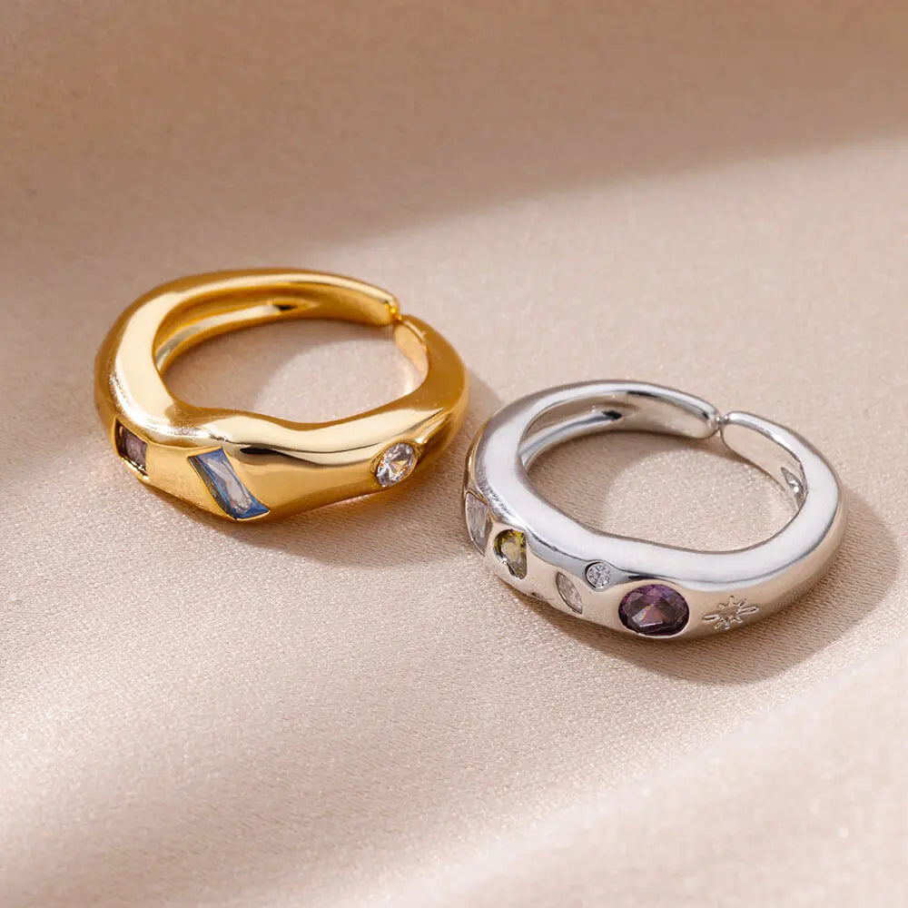 Kosmische Edelstein Chunky Band Ringe