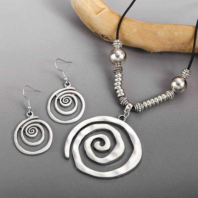 Spiral-Halsketten- und Ohrringe-Set