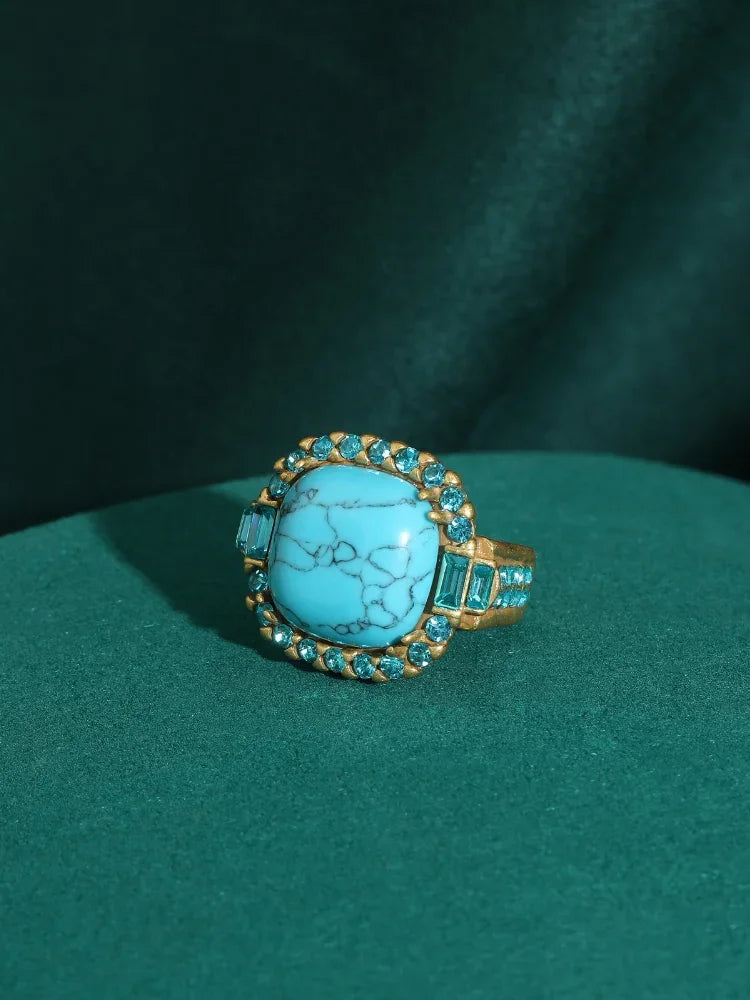 Vintage Art Deco Türkis Goldring
