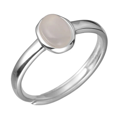 Silberner ovaler Mondstein Minimal Ring