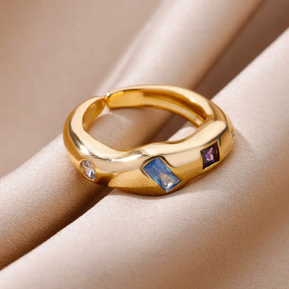 Kosmische Edelstein Chunky Band Ringe