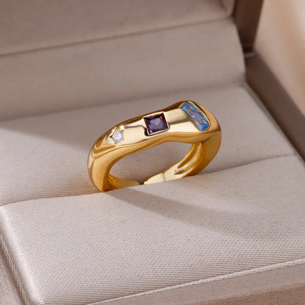 Kosmische Edelstein Chunky Band Ringe