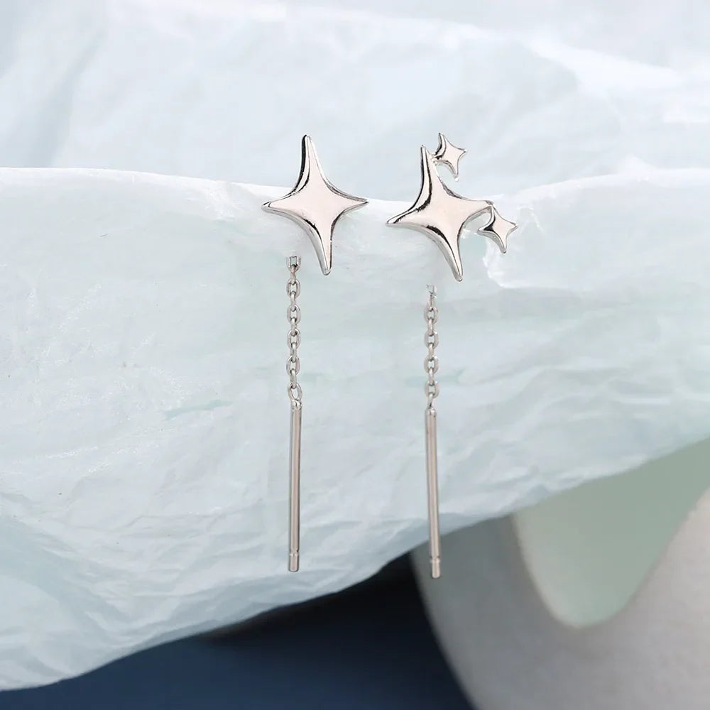 Sterling Silber Sternkette Ohrringe