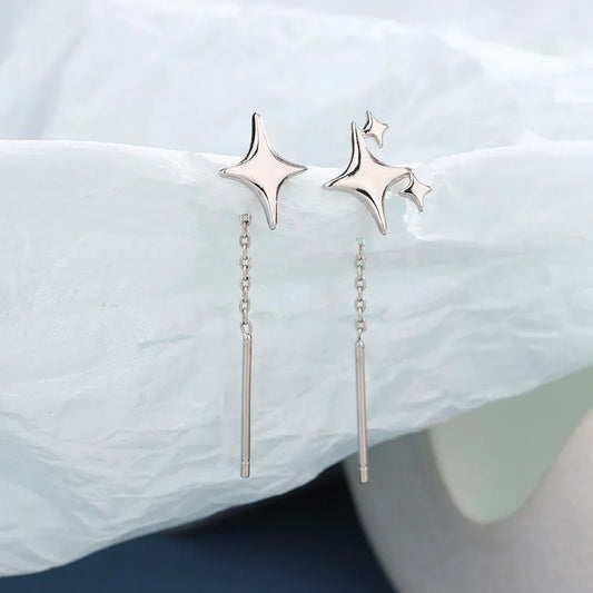 Sterling Silber Sternkette Ohrringe