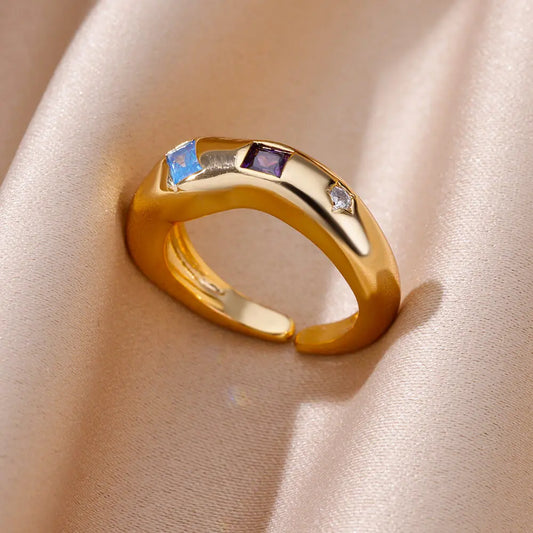 Kosmische Edelstein Chunky Band Ringe