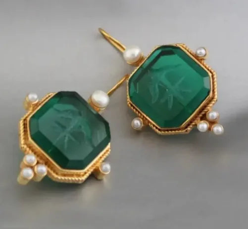 Elegante Vintage Geometrische Perlen Anhänger Tropfen Ohrringe