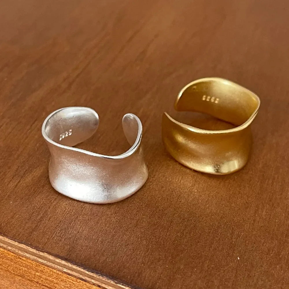 Vintage Gold- und Silberverstellbarer Breiter Flacher Ring