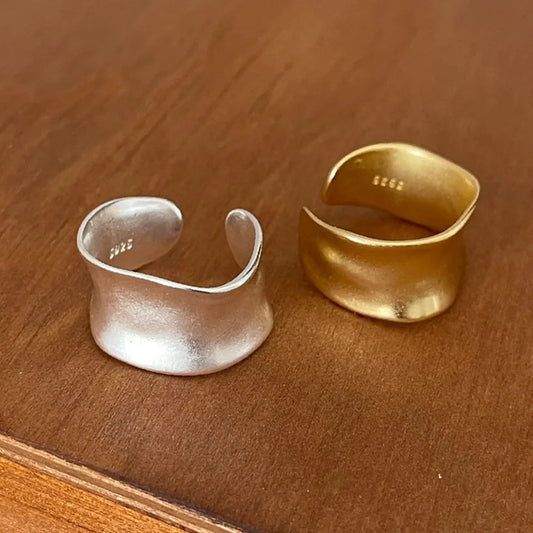 Vintage Gold- und Silberverstellbarer Breiter Flacher Ring