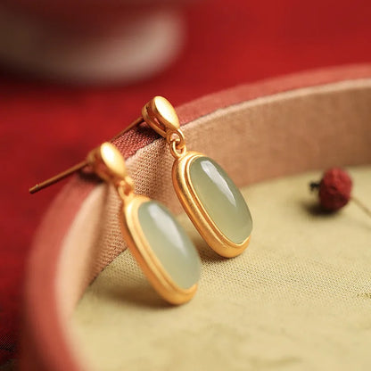 Retro Hetian Jade Ohrringe
