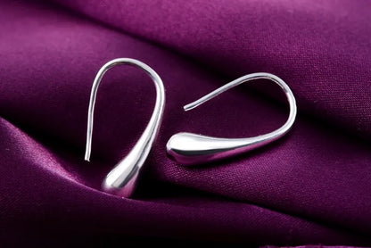 Sterling Silber Wassertropfen Hoop Ohrringe