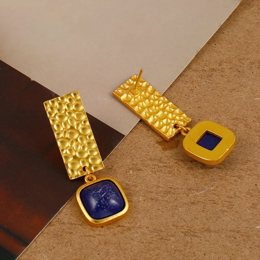 Boho Lapis Lazuli Ohrringe in quadratischer Form