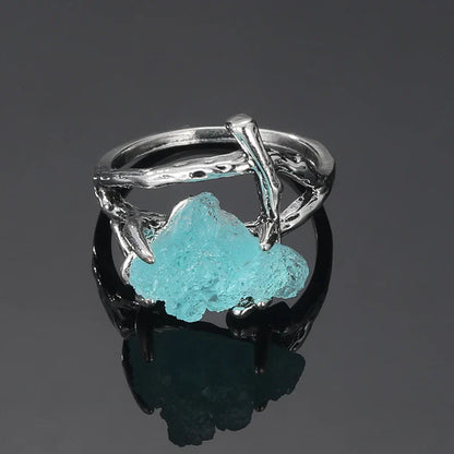 Roh Aqua Quarz Klaue Ring