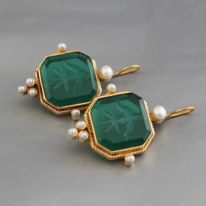 Elegante Vintage Geometrische Perlen Anhänger Tropfen Ohrringe