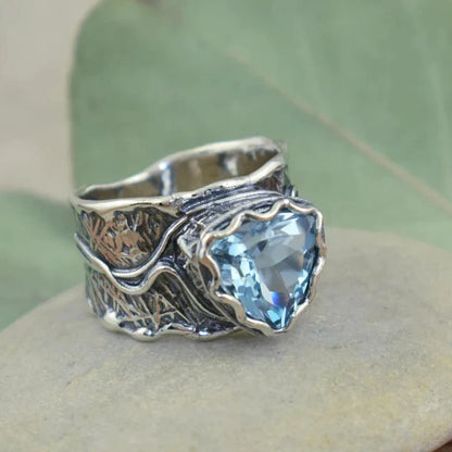 Roh Aqua Quarz Klaue Ring