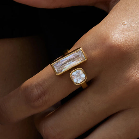 Geometrischer Baguette Duo Offener Ring