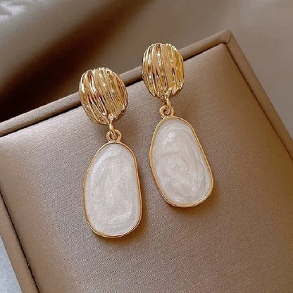 Vintage Email Oval Drop Earrings