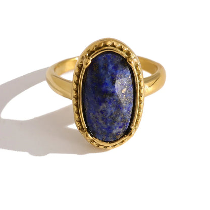 Goldener verstellbarer Ring mit Lapislazuli-Stein